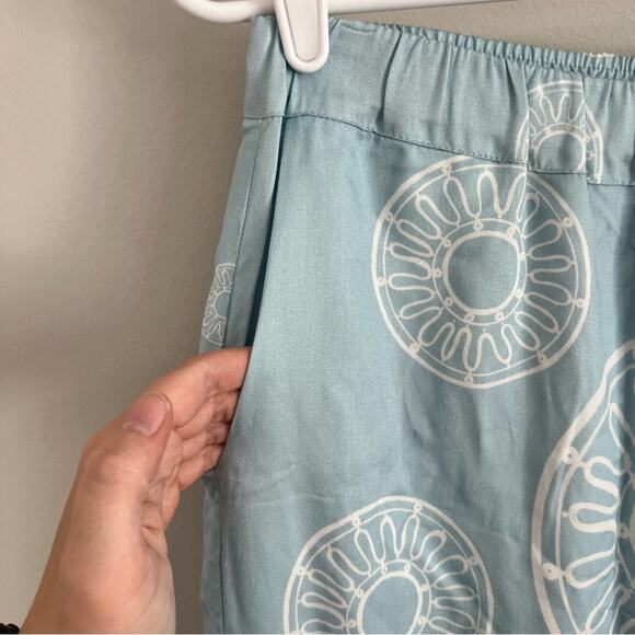 Themis Z Women’s Sky Blue Aztec Wide Leg Viscose Pull On Beachy Pants Medium 38 - Picture 4 of 8